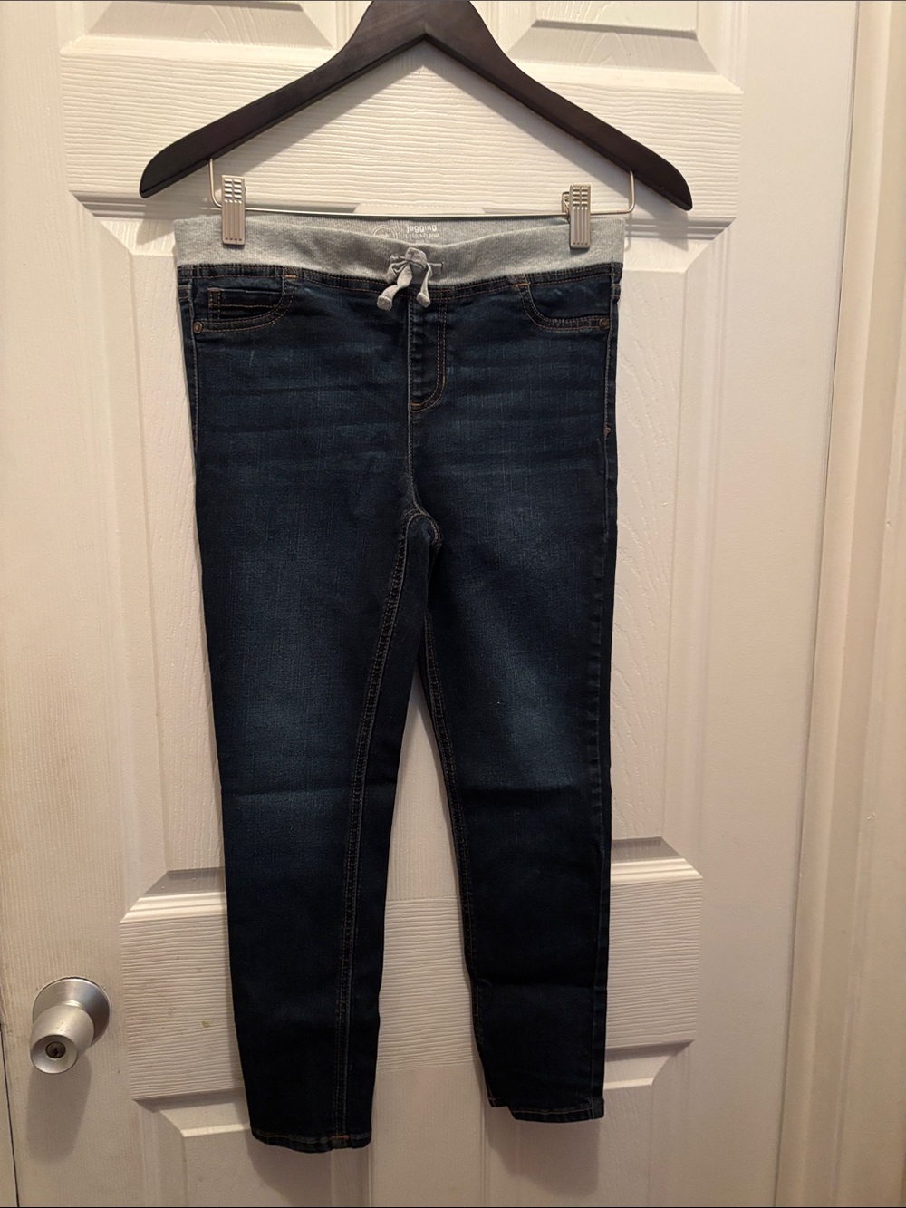 Cat & Jack Dark Blue Pull-On Jeggings with Gray Waistband
